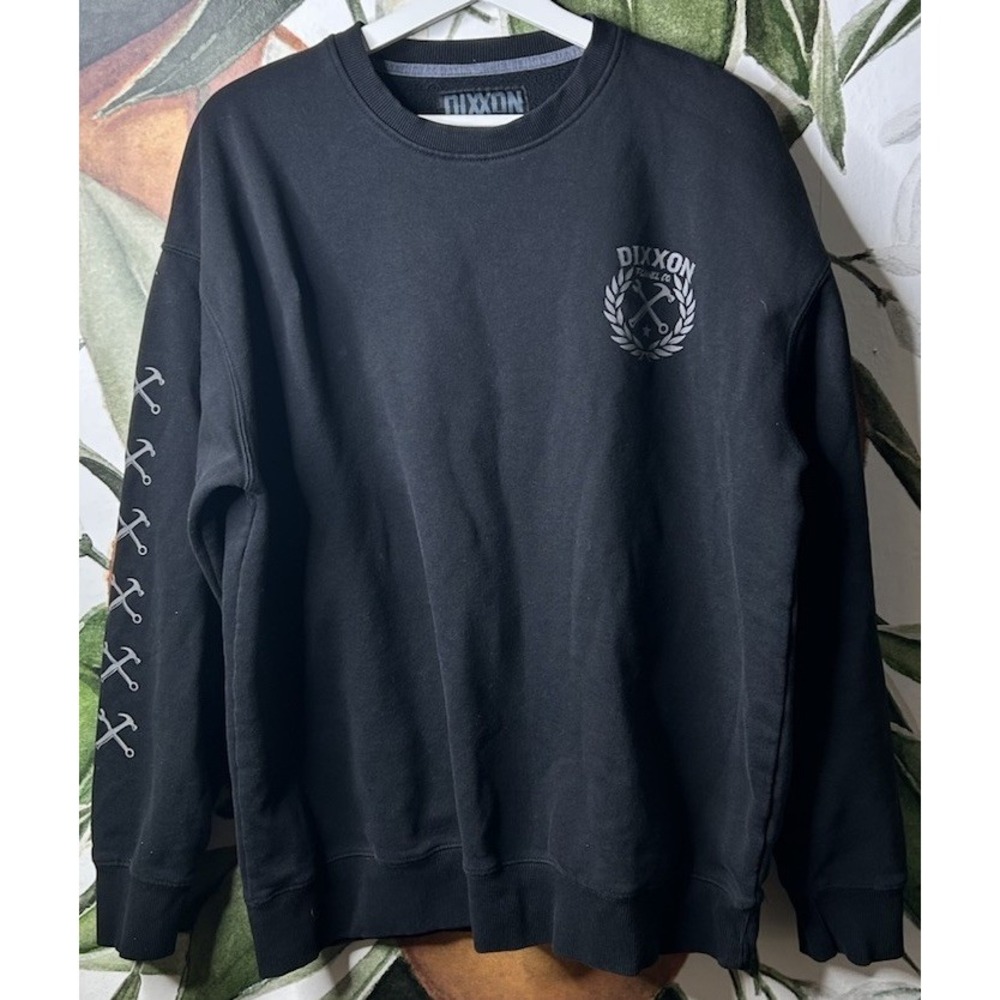 Dixxon Flannel Co Sweatshirt Mens XL Black Cotton Blend Crewneck Pullover Skull